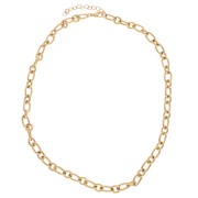 Trace 7 mm alternating mesh collar - 304L gold-plated stainless steel x44cm|raw }}
