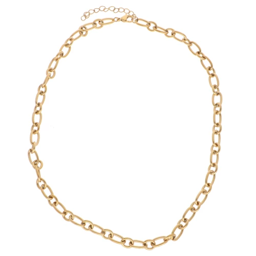 Trace 7 mm alternating mesh collar - 304L gold-plated stainless steel x44cm