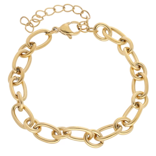 Trace mesh bracelet alternated 7 mm - Stainless steel 304L Gold x16cm