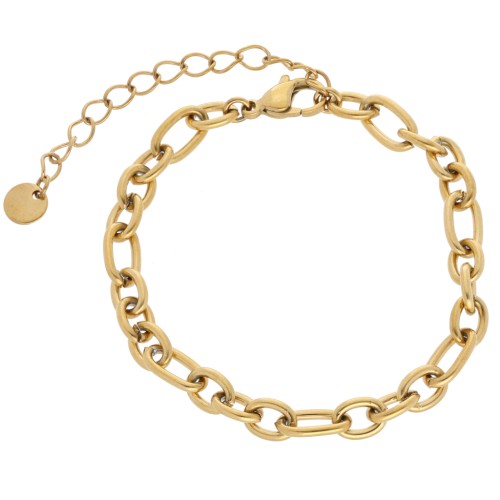 Trace mesh bracelet alternated 5.7 mm - Stainless steel 304L Gold x16cm