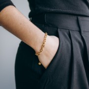 Trace mesh bracelet alternated 5.7 mm - Stainless steel 304L Gold x16cm