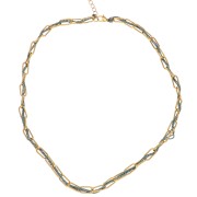 Rectangle 6 mm mesh necklace with intertwined wires 304L stainless steel Gold - Blue x45cm