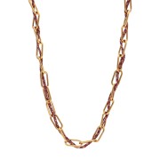 Rectangle mesh necklace 6mm & intertwined wires 304L stainless steel Gold - Purple x45cm
