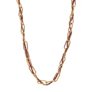 Rectangle mesh necklace 6mm & intertwined wires 304L stainless steel Gold - Purple x45cm