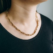 Rectangle mesh necklace 6mm & intertwined wires 304L stainless steel Gold - Purple x45cm