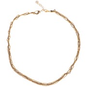 Rectangle 6mm mesh necklace &amp; intertwined wires 304L stainless steel Gold - Brown x45cm|raw }}