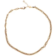 Rectangle 6mm mesh necklace & intertwined wires 304L stainless steel Gold - Brown x45cm