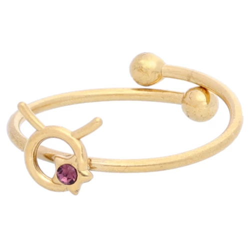 Adjustable ring zodiac sign - Taurus - 304L Gold stainless steel - Violet x1