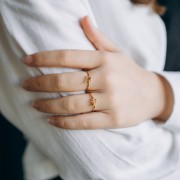 Adjustable ring zodiac sign - Taurus - 304L Gold stainless steel - Violet x1