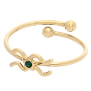 Adjustable ring zodiac sign - Aquarius - 304L Gilded stainless steel - Emerald x1|raw }}