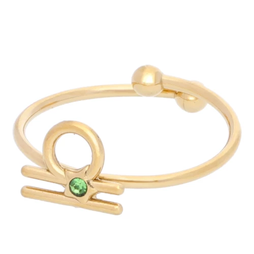 Adjustable ring zodiac sign - Libra - 304L Gold stainless steel - Peridot x1
