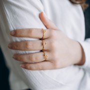 Adjustable ring zodiac sign - Libra - 304L Gold stainless steel - Peridot x1