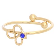 Adjustable Zodiac Sign Ring - Leo - 304L Gold Stainless Steel - Sapphire x1|raw }}
