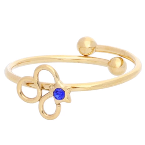 Adjustable Zodiac Sign Ring - Leo - 304L Gold Stainless Steel - Sapphire x1