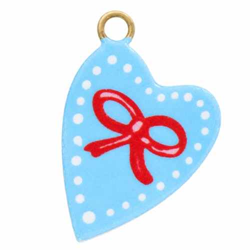 Heart charm 12x8 mm UV print - Knot - 304L stainless steel Gold - Blue - Red