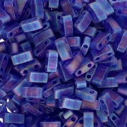 Miyuki Half Tila Beads 5x2.3x1.9mm HTL-151FR - Transparent Cobalt AB Mat x10g