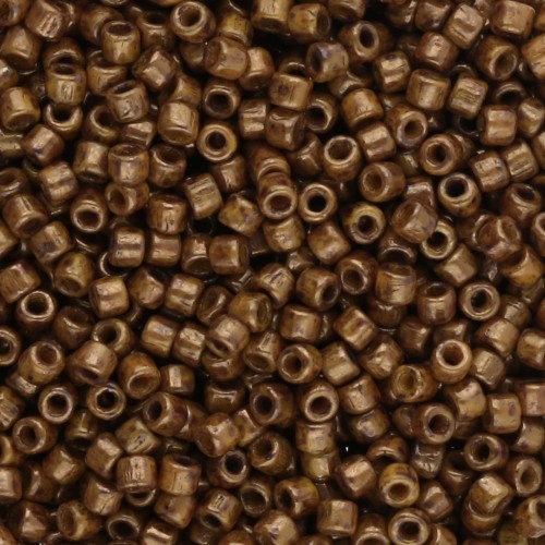 Matubo 10/0 Seed Beads, 2.1 mm - Opaque Yellow Bronze Picasso, 10 g