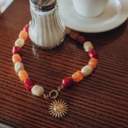 Irregular baroque bead in opaque resin 19x15 mm - Orange x1