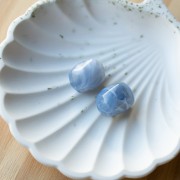 Irregular baroque bead in translucent resin 19x15 mm - Blue-grey marbled x1