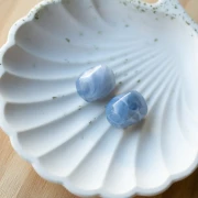 Irregular baroque bead in translucent resin 19x15 mm - Blue-grey marbled x1