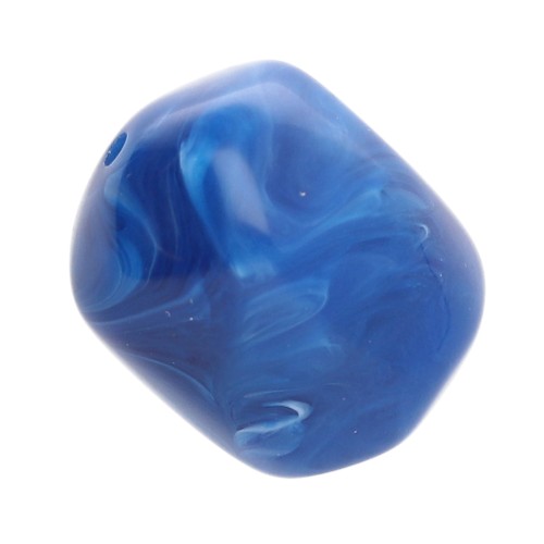 Irregular baroque bead in opaque resin 19x15 mm - Royal blue marbled x1