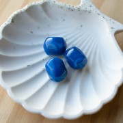 Irregular baroque bead in opaque resin 19x15 mm - Royal blue marbled x1