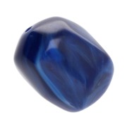 Irregular baroque bead in opaque resin 19x15 mm - Marbled navy blue x1|raw }}