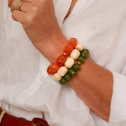 Irregular baroque bead in opaque resin 22x17 mm - Orange x1