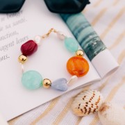 Irregular baroque bead in opaque resin 22x17 mm - Marbled Multicolored Pearl x1