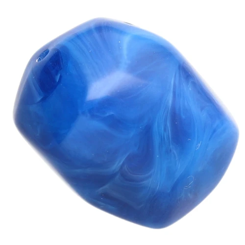 Irregular baroque bead in opaque resin 22x17 mm - Royal blue marbled x1
