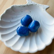 Irregular baroque bead in opaque resin 22x17 mm - Royal blue marbled x1