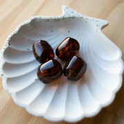 Irregular baroque bead in translucent resin 22x17 mm - Marbled amber x1