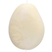 Flat irregular bead 25x20 mm in opaque resin - Cream marbled x1