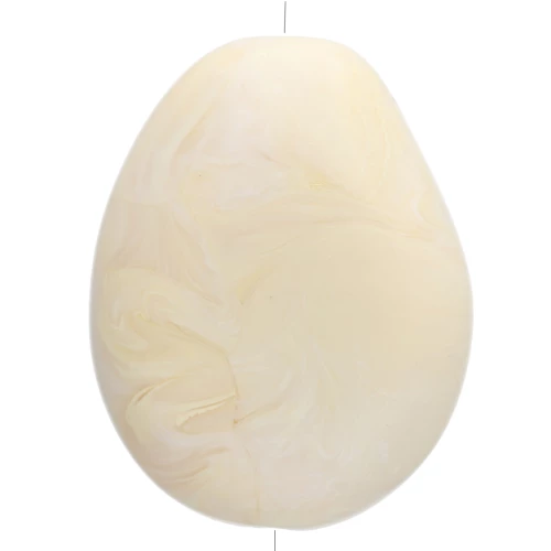 Flat irregular bead 25x20 mm in opaque resin - Cream marbled x1