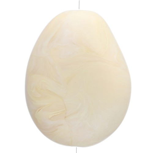 Flat irregular bead in opaque resin 25x20 mm - Cream marbled x1