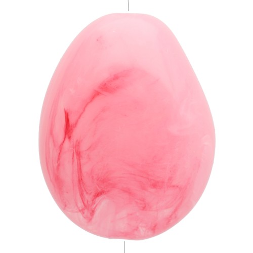 Flat irregular bead in translucent resin 25x20 mm - Dark pink marbled x1