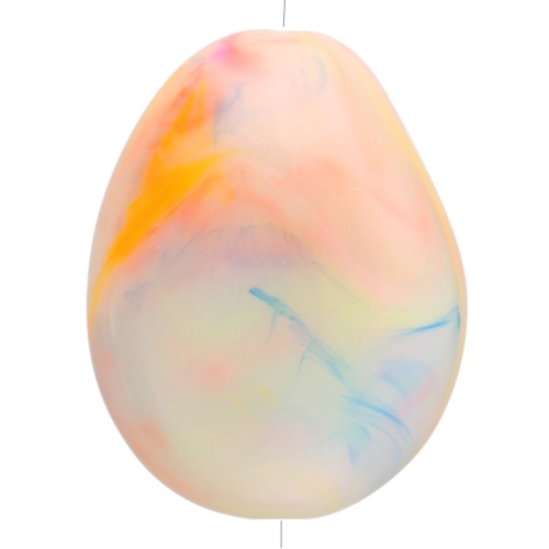 Flat irregular bead 25x20 mm in opaque resin - Marbled Multicolored Pearl x1