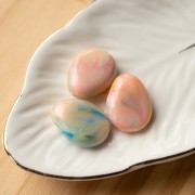 Flat irregular bead 25x20 mm in opaque resin - Marbled Multicolored Pearl x1