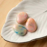 Flat irregular bead 25x20 mm in opaque resin - Marbled Multicolored Pearl x1