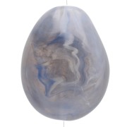 Flat irregular bead in translucent resin 25x20 mm - Blue-grey marbled x1