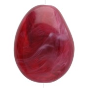Flat irregular bead 25x20 mm in translucent resin - Marbled garnet x1