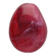 Flat irregular bead 25x20 mm in translucent resin - Marbled garnet x1