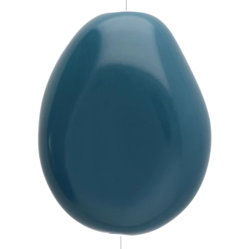 Flat irregular bead 25x20 mm in opaque resin - Peacock blue x1