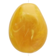 Flat irregular bead 25x20 mm in translucent resin - Honey yellow marbled x1
