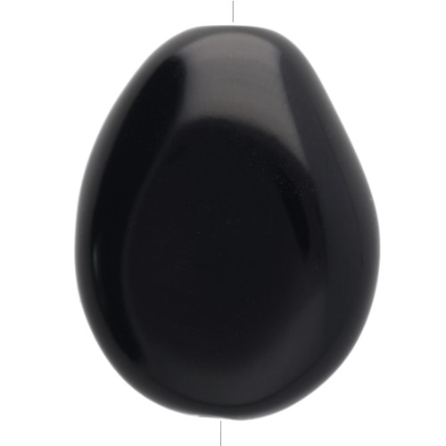 Flat irregular bead in opaque resin 25x20 mm - Black x1