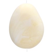 Flat irregular bead in translucent resin 22x17 mm - Cream marbled x1