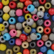 Wooden round beads 4mm silver tone x50