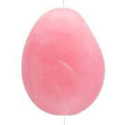 Perle plate irrégulière en résine translucide 22x17 mm - Rose foncé marbré x1