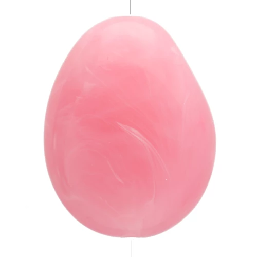 Flat irregular bead 22x17 mm in translucent resin - Dark pink marbled x1