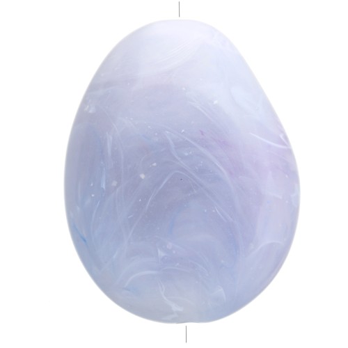 Flat irregular bead 22x17 mm in opaque resin - Marbled glacier grey x1